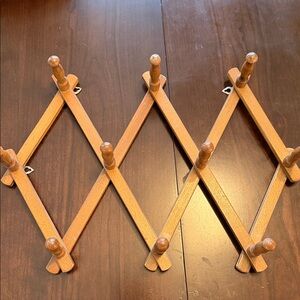 Vintage Expandable Wooden Wall Peg Rack Made in Japan